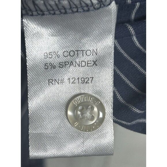 Johnnie O Polo Shirt Mens M Blue Striped Hangin Out Performance Modelo Beer. - Picture 5 of 7
